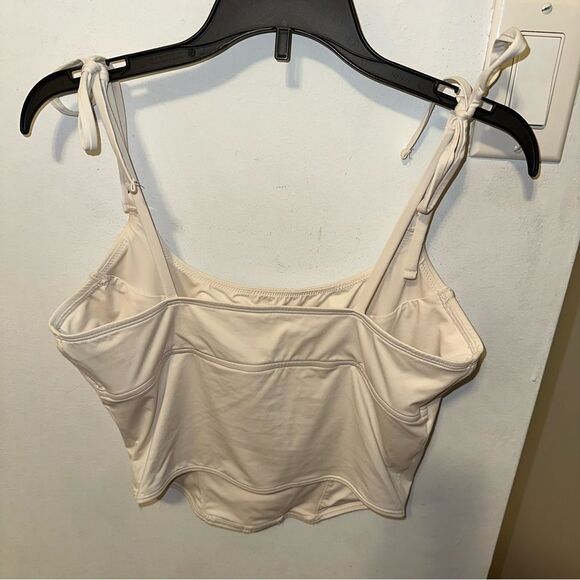 Gilly Hicks Tie Strap Micro Corset Crop Tank Top - Cream - size Large - Picture 7 of 7